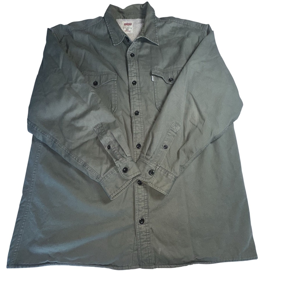 LEVIS Men's XXL Green/Gray Ripstop Sherpa Fleece Lined Shacket Shirt Jacket‎ - Picture 1 of 16